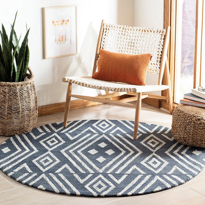 Safavieh Micro-Loop Mlp609N Navy / Blue Geometric Area Rug