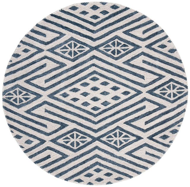 Safavieh Micro-Loop Mlp611M Blue / Ivory Geometric Area Rug