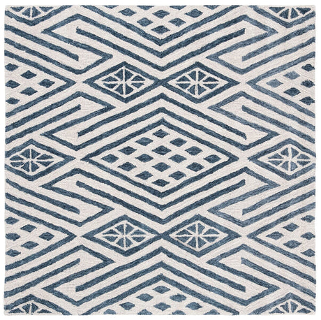 Safavieh Micro-Loop Mlp611M Blue / Ivory Geometric Area Rug