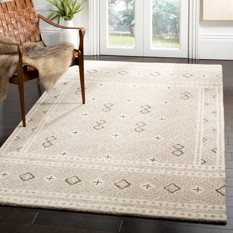 Safavieh Micro-Loop Mlp803F Grey / Ivory Moroccan Area Rug