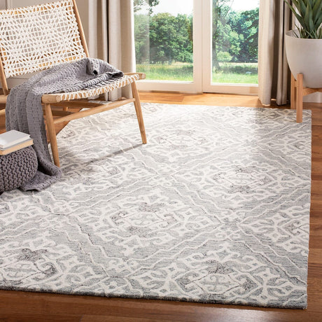 Safavieh Micro-Loop Mlp905F Grey / Ivory Damask Area Rug