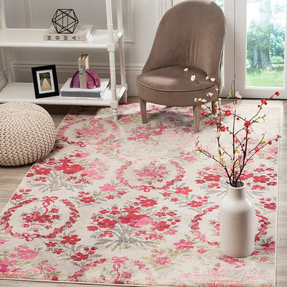 Safavieh Monaco Mnc205R Ivory / Pink Damask Area Rug