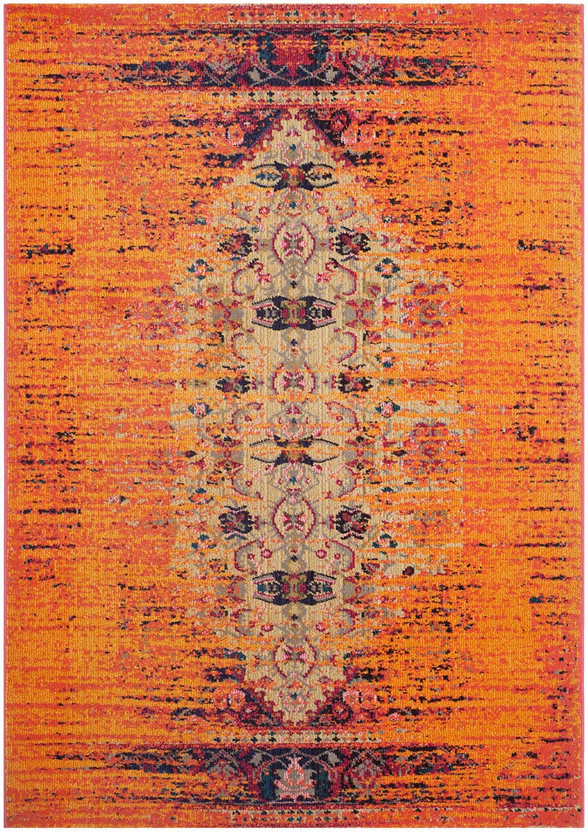 Safavieh Monaco Mnc209H Orange / Multi Vintage / Distressed Area Rug