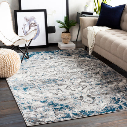 Surya Monte Carlo Mnc-2318 Sky Blue, Light Gray, Charcoal, White Area Rug