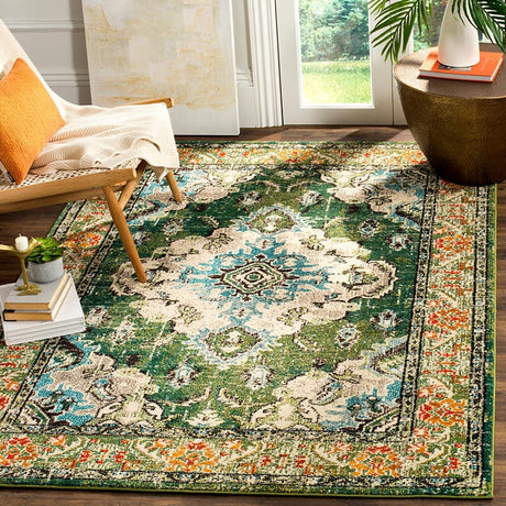 Safavieh Monaco Mnc243F Forest Green/Light Blue Rug.