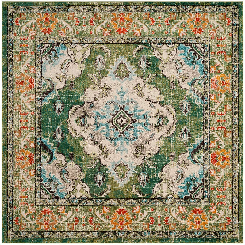 Safavieh Monaco Mnc243F Forest Green/Light Blue Rug.