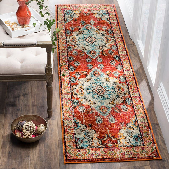 Safavieh Monaco Mnc243H Orange/Light Blue Rug.