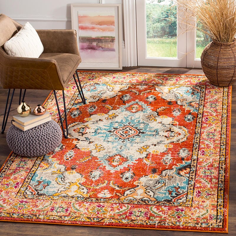 Safavieh Monaco Mnc243H Orange / Light Blue Area Rug