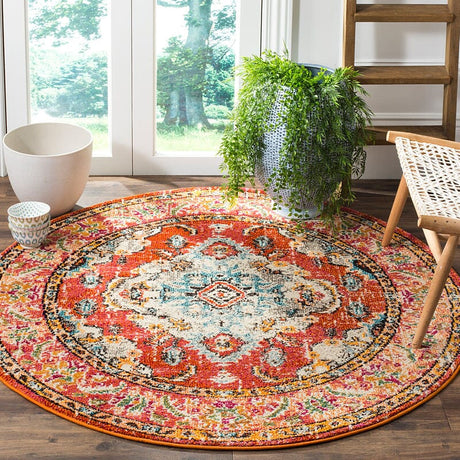 Safavieh Monaco Mnc243H Orange/Light Blue Rug.