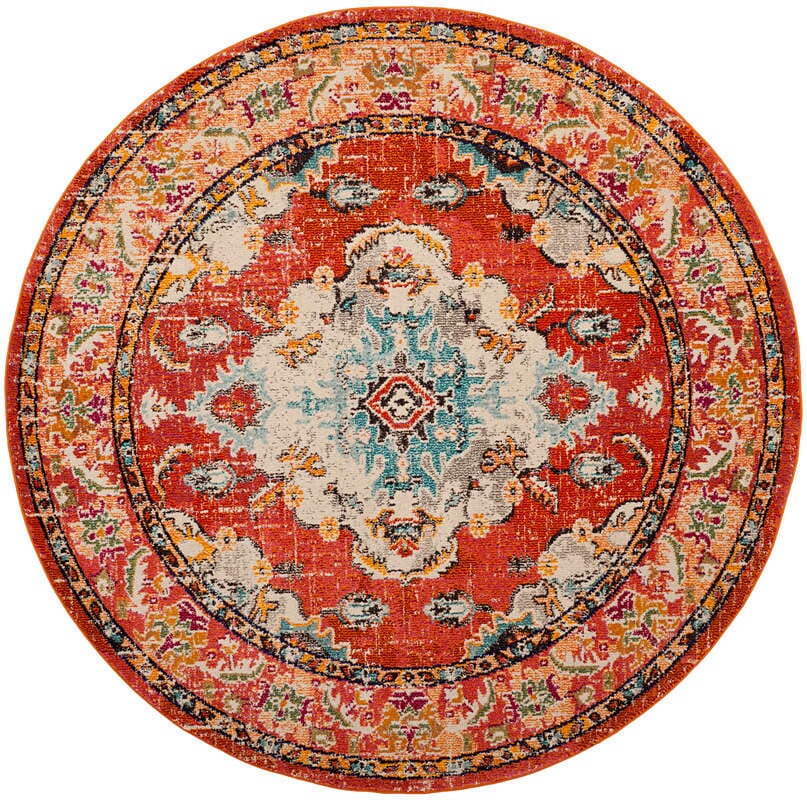 Safavieh Monaco Mnc243H Orange/Light Blue Rug.