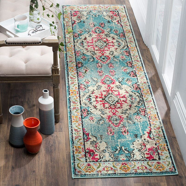 Safavieh Monaco Mnc243J Light Blue/Fuchsia Rug.