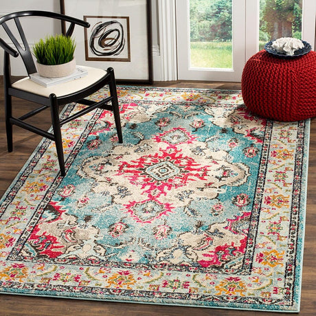 Safavieh Monaco Mnc243J Light Blue/Fuchsia Rug.