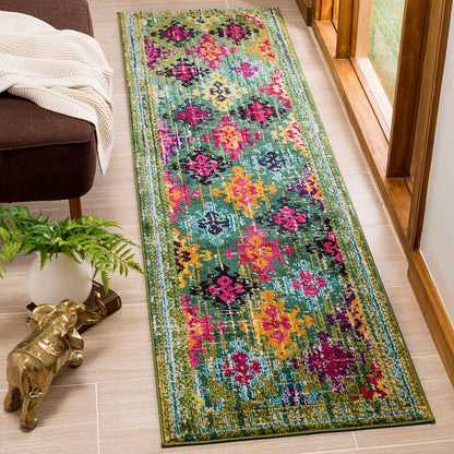 Safavieh Monaco Mnc244G Green / Multi Southwestern Area Rug