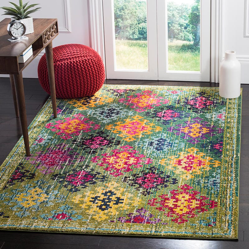 Safavieh Monaco Mnc244G Green / Multi Southwestern Area Rug