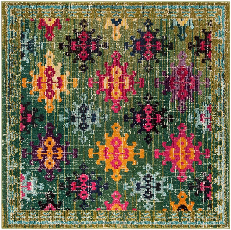 Safavieh Monaco Mnc244G Green / Multi Southwestern Area Rug