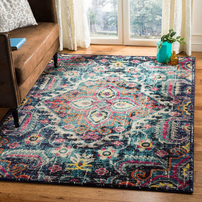 Safavieh Monaco Mnc252J Blue / Fuchsia Area Rug