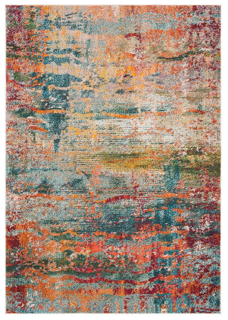 Safavieh Monaco Mnc262M Teal/Orange Rug.