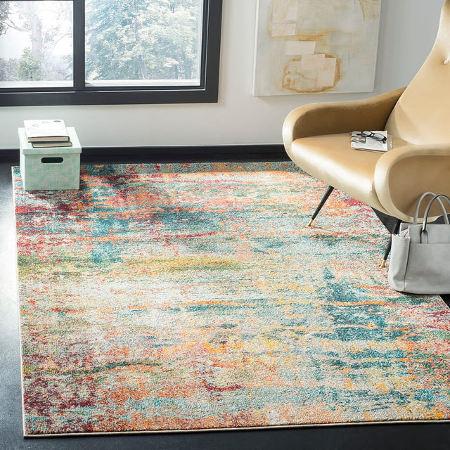 Safavieh Monaco Mnc262M Teal/Orange Rug.