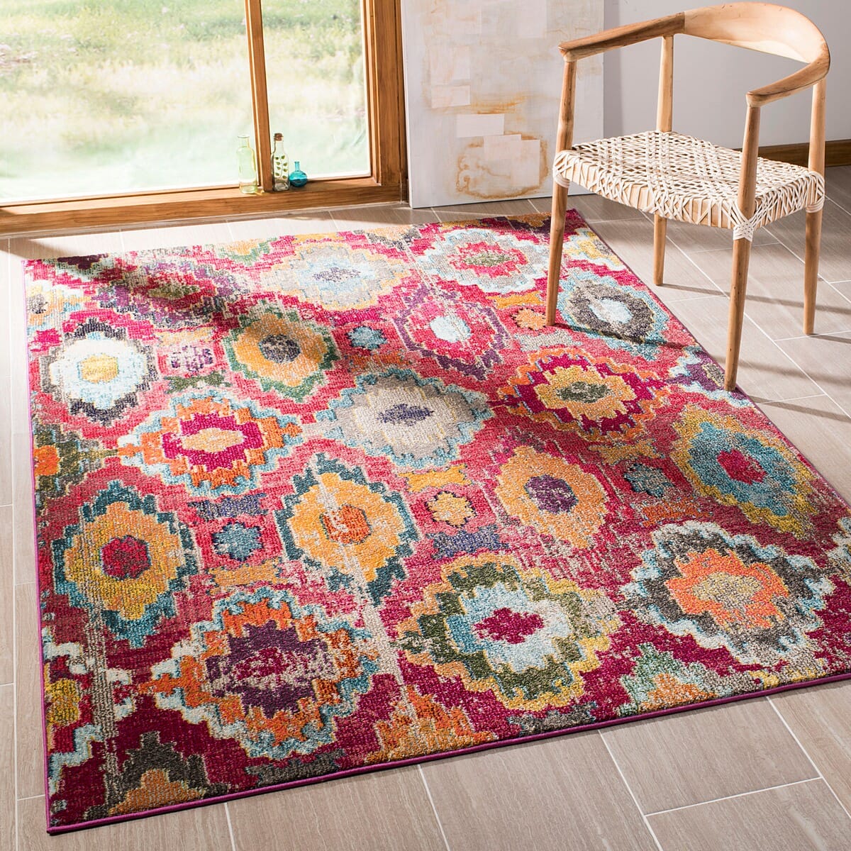 Safavieh Monaco Mnc265Q Red / Blue Bohemian Area Rug