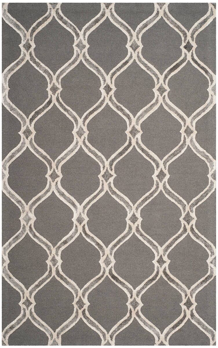 Safavieh Manchester Mnh540A Dark Grey / Ivory Geometric Area Rug