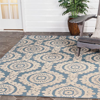 Safavieh Monroe Mnr158A Blue Damask Area Rug