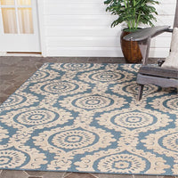 Safavieh Monroe Mnr158A Blue Damask Area Rug