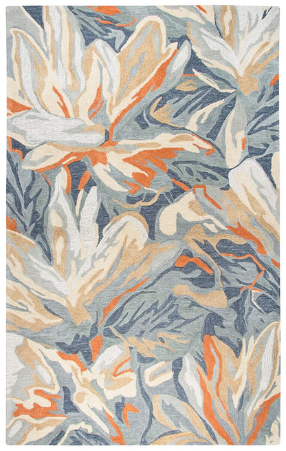 Rizzy Mod Mo757A Blue, Gray, Beige, Orange Floral / Country Area Rug