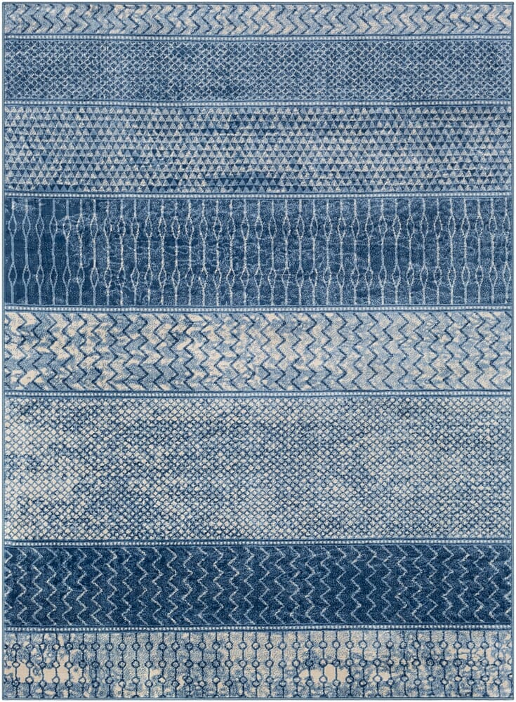 Surya Monaco Moc-2305 Bright Blue, Navy, Cream Moroccan Area Rug