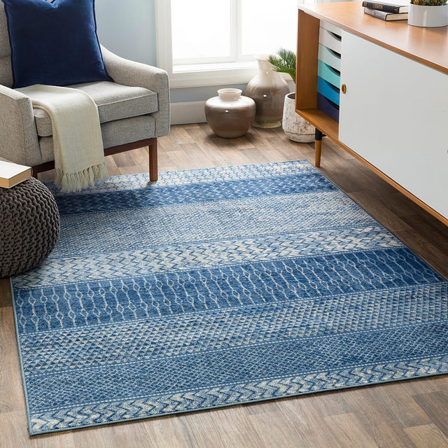 Surya Monaco Moc-2305 Bright Blue, Navy, Cream Rugs.