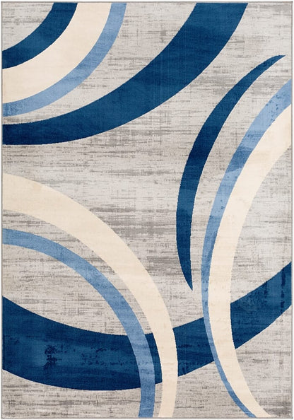 Surya Monaco Moc-2320 Navy, Bright Blue, Silver Gray Geometric Area Rug