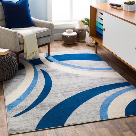 Surya Monaco Moc-2320 Navy, Bright Blue, Silver Gray Rugs.