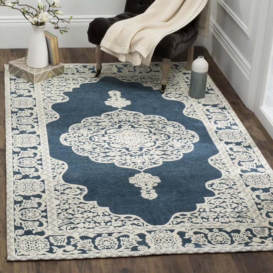 Safavieh Marbella Mrb615D Dark Blue / Ivory Area Rug