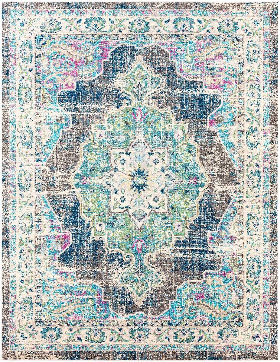 Surya Morocco Mrc-2304 Navy, Teal, Pale Blue, Charcoal Vintage / Distressed Area Rug