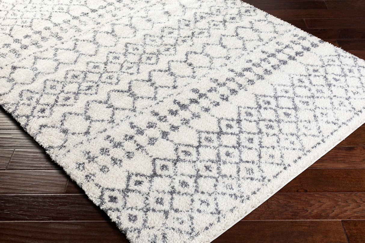 Surya Maroc Shag Mrs-2310 Medium Gray, White Rugs.