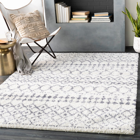 Surya Maroc Shag Mrs-2310 Medium Gray, White Rugs.