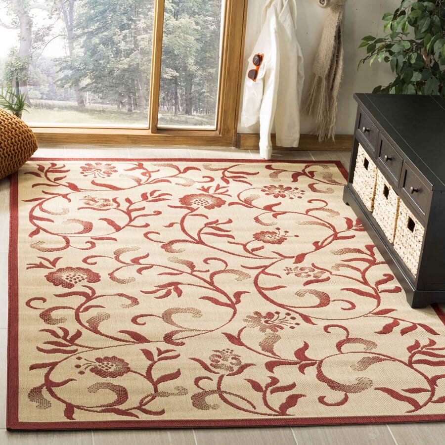 Safavieh Martha Stewart Msr4251-18 Creme / Red Floral / Country Area Rug