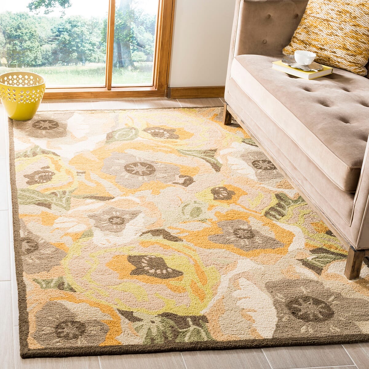 Safavieh Martha Stewart Msr4872C Gold Floral / Country Area Rug