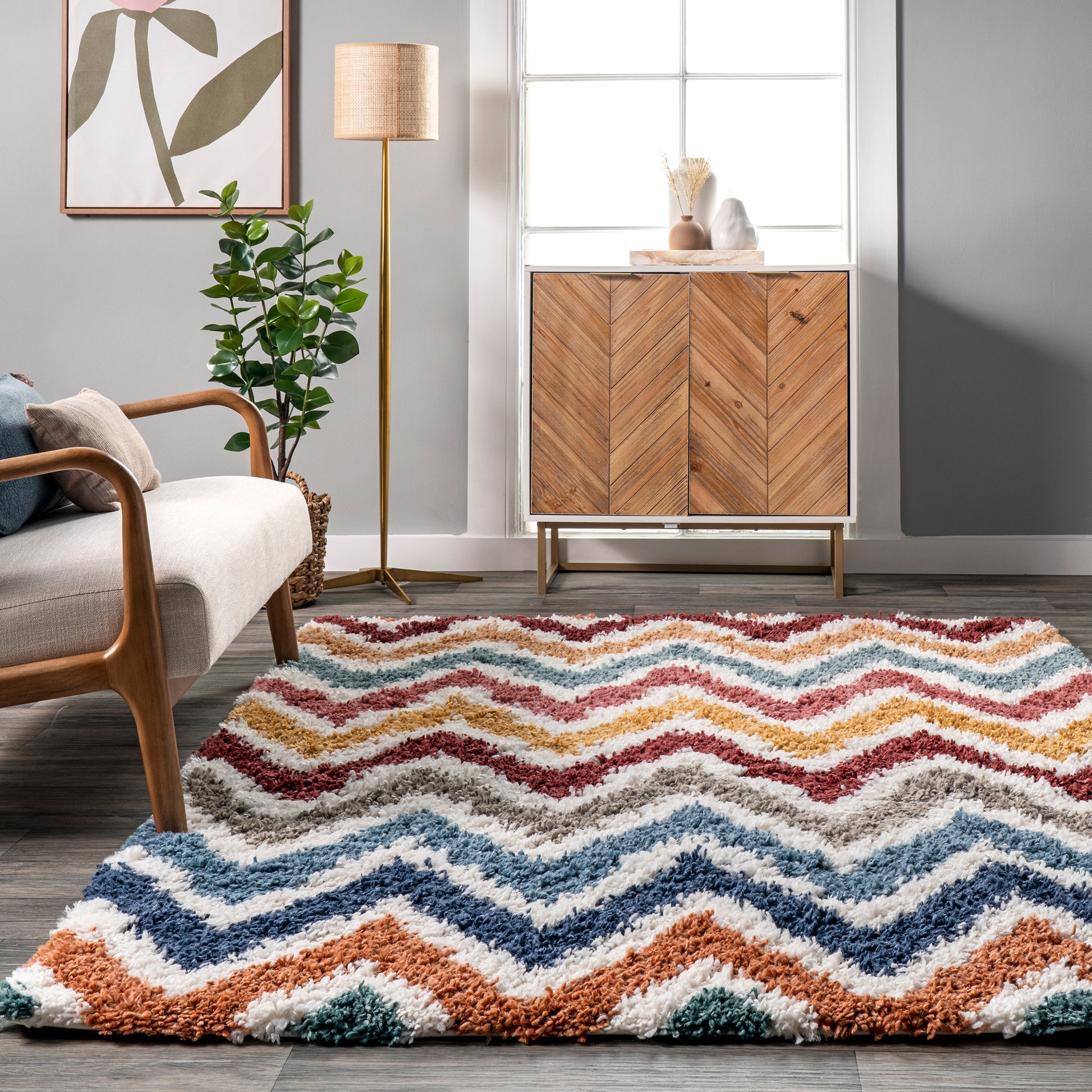 Nuloom Alissa Chevron Nal2922A Beige Area Rug