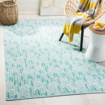 Safavieh Montauk Mtk609H Aqua / Ivory Geometric Area Rug