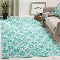 Safavieh Montauk Mtk612H Aqua / Ivory Geometric Area Rug