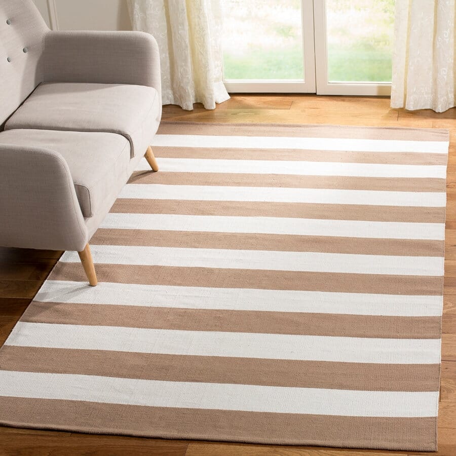 Safavieh Montauk Mtk712M Sand / Ivory Striped Area Rug