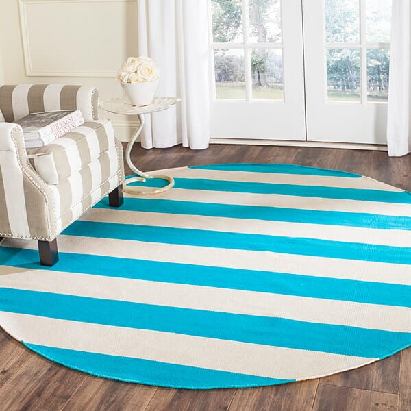 Safavieh Montauk Mtk712N Turquoise / Ivory Striped Area Rug