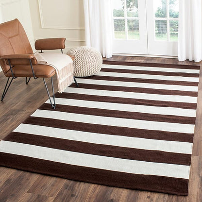 Safavieh Montauk Mtk712P Chocolate / Ivory Striped Area Rug