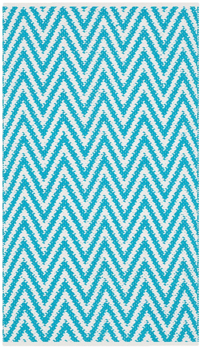 Safavieh Montauk Mtk812H Turquoise / Ivory Chevron Area Rug