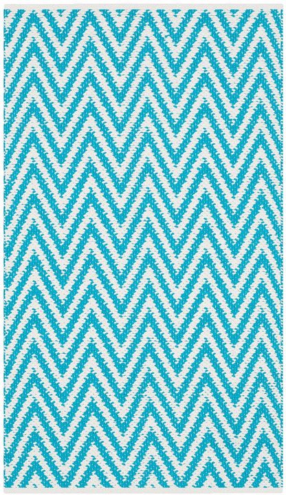 Safavieh Montauk Mtk812H Turquoise / Ivory Chevron Area Rug