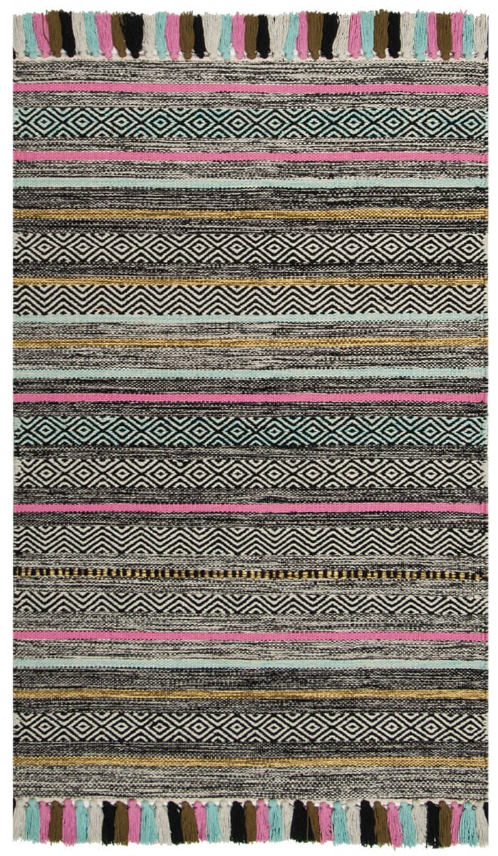 Safavieh Montauk Mtk901B Black / Multi Striped Area Rug