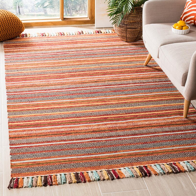 Safavieh Montauk Mtk901D Rust / Multi Striped Area Rug