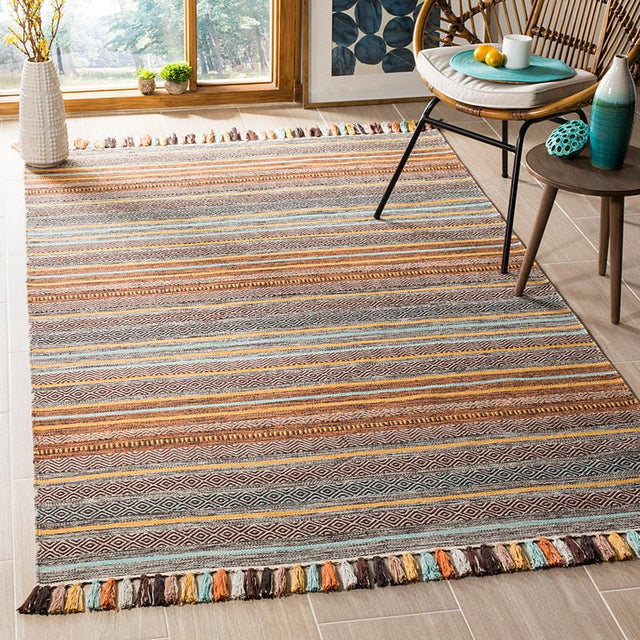 Safavieh Montauk Mtk901E Turquoise / Brown Rugs.