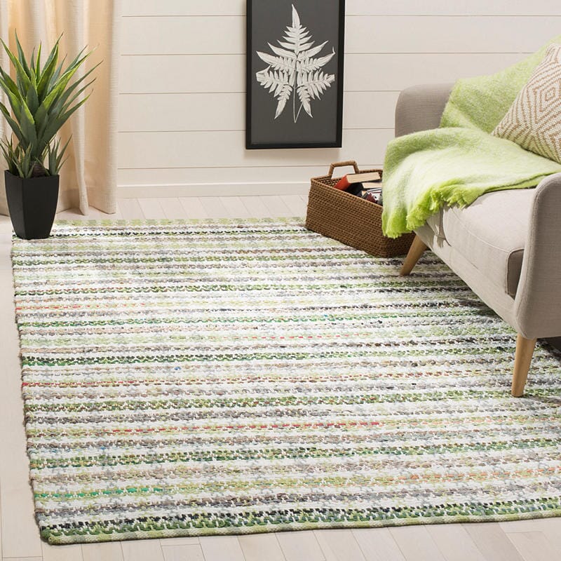 Safavieh Montauk Mtk950G Green / Multi Striped Area Rug