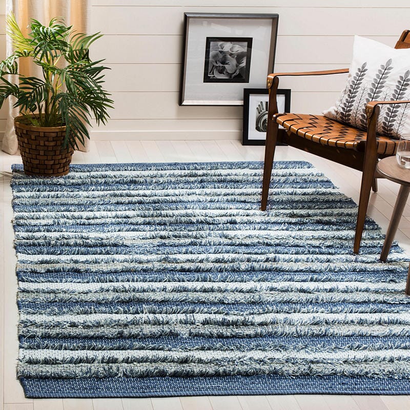 Safavieh Montauk Mtk951B Blue / Multi Striped Area Rug